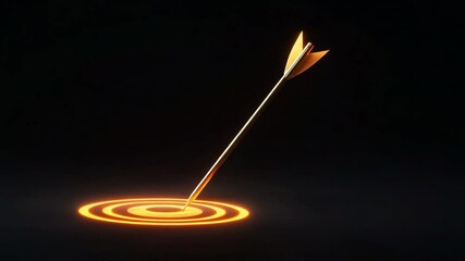 Bullseye Brilliance: An illuminated arrow pierces directly through the heart of a target, radiating with focused precision and embodying singular success in a conceptual artistic render.
