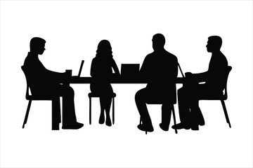 Fototapeta premium Business Meeting Group Silhouette - Corporate Discussion Vector