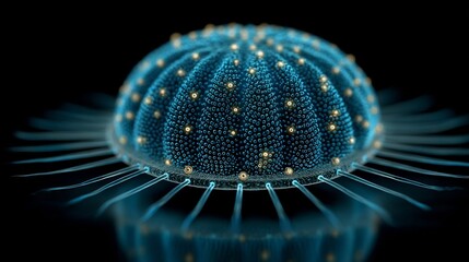Bioluminescent warning flash tomopteris marine worm in reaction to touch accurate depiction of natural defense emission in ocean darkness