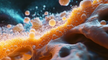 generate a super realistic image of the stomach showing healthy gut flora 