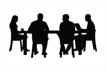 Business Meeting Group Silhouette - Corporate Discussion Vector