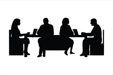 Business Meeting Group Silhouette - Corporate Discussion Vector