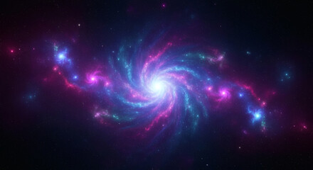 Obraz premium Spiral Galaxy in Space, Astronomical Illustration, Vast Cosmos, Stunning Viewpoint, Vibrant Colors