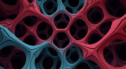 An abstract and captivating view of cellular structures, the photo creates an intricate and stunning design. The combination of vibrant color, and geometric shape.