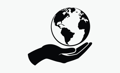 hands holding earth silhouette icon