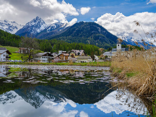 Village Tarasp in the Lower Engadin in Grisons, Switzerland.