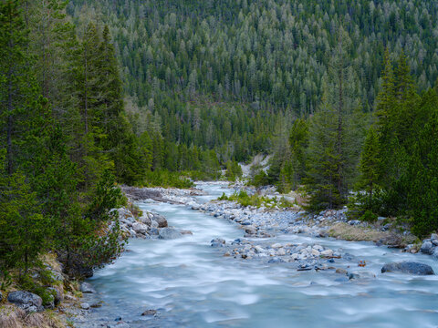 River Clemgia in the Val S-charl in the lower Engadin, Grisons, Switzerland.
