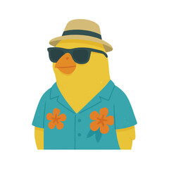 bird in summer clothes animal vector on white background vector animal in summer hat and sunglasses on white background