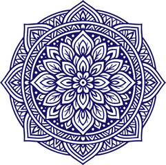 Intricate floral mandala with layered petals in line art style