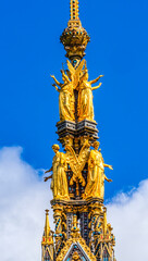 Golden Angels, Albert Memorial, Kensington, London, England. Opened in 1872 after Prince Albert died at 42 years of age, Queen Victoria's husband.