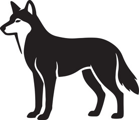 Husky dog silhouette elegant black style, Arctic breed profile vector pet graphic