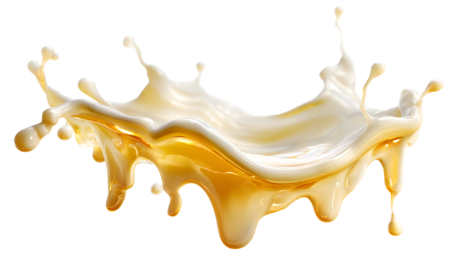 Creamy Liquid Splash Dripping isolated on a transparent background
