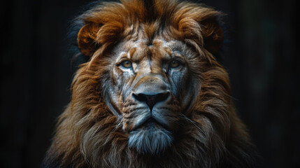Fototapeta premium Lion businessman in a suit, corporate company entrepreneur, manager or boss, CEO leader success, ambitious and confident executive director, career motivation.