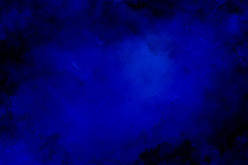 Deep blue watercolor background texture, with subtle artistic splashes and smooth transitions, creating a moody, abstract grunge effect, perfect for dramatic designs.