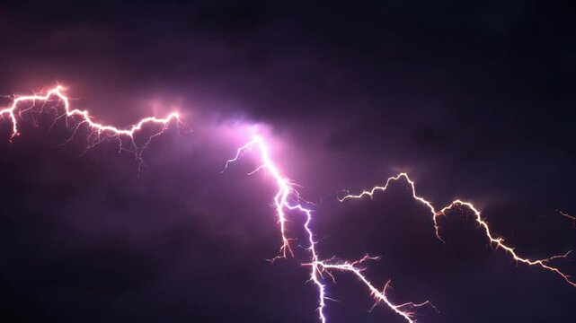 Lightning Strikes Bright Across the Night Sky 4k creative premium animation video