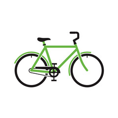 Fototapeta premium Simple green bicycle icon for urban mobility and transport, vector illustration 