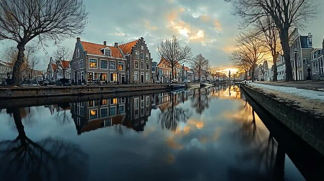 delft canals and historic building video
