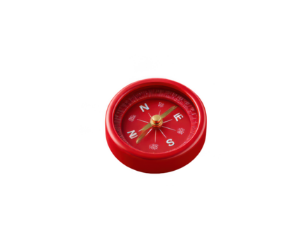 Red Classic Compass Navigation Tool Isolated Black Background Direction Finding Travel Exploration Adventure Journey Guidance Magnetic Needle North South East West Cardinal Points Minimalist