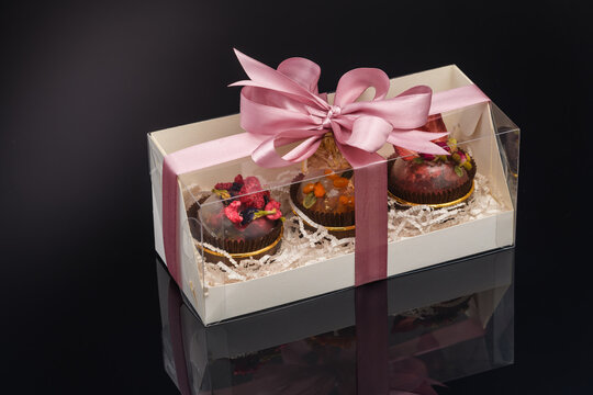 fruit berry tea in transparent balls and heart.