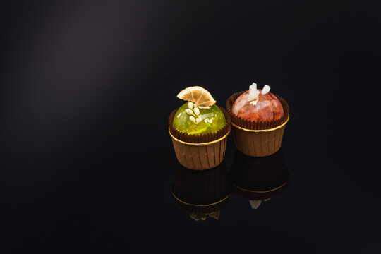fruit berry tea in transparent balls and heart.
