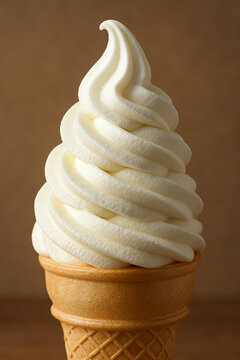 Creamy Vanilla Softy Ice Cream in Cone