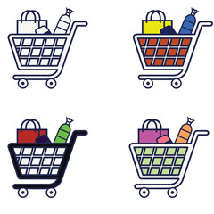 shopping cart, grocery cart, shopping basket, cart icon, groceries