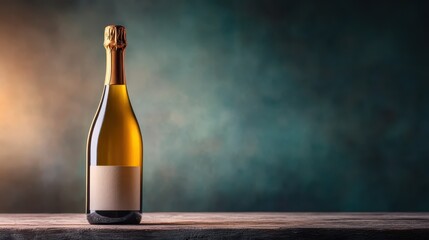 An elegantly presented bottle of luxurious champagne placed on a rustic wooden table, capturing the essence of celebration and special moments in life.