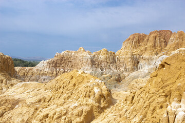 mountain landscape with blue sky,Danxia landform, Yadan landform
