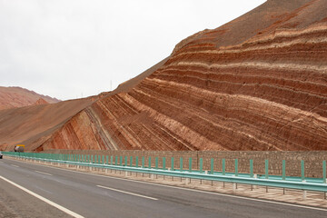 road to the desert,Danxia landform, Yadan landform