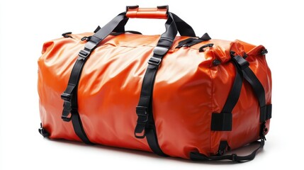 This vibrant orange duffle bag symbolizes adventure, featuring robust design and durability geared for travel enthusiasts seeking functionality and style on their journeys.