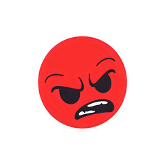 Angry Red Emoticon: Vector Illustration