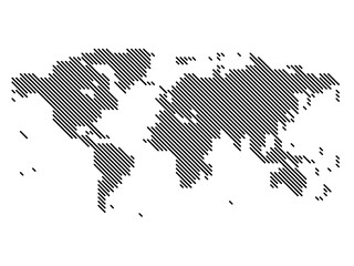 Top-Left Diagonal Lines Vector Map of the World Medium
