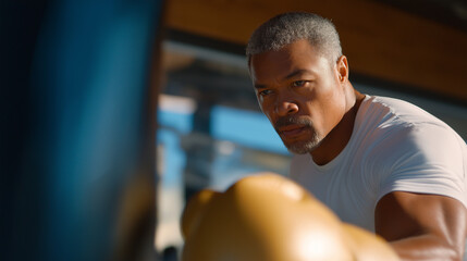 Master Adjusting Kickboxing Stance with Focus Mitt at Gym