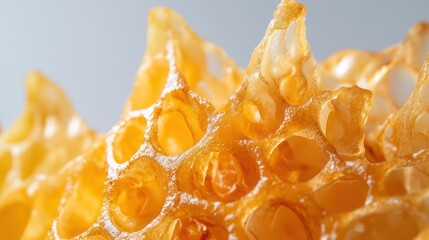 Honeycomb Close-Up: Golden Honeycomb Texture