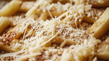 Close-up of Delicious Parmesan Cheese and Pepper Seasoned Potato Fries