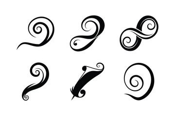 Obraz premium set of swirl silhouette vector illustration 