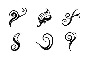 set of swirl silhouette vector illustration 