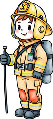 Cute firefighter vector illustration.