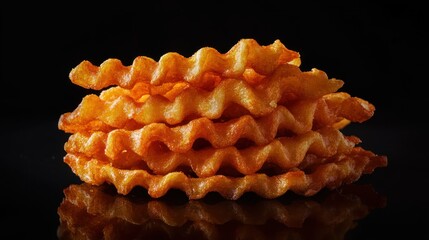 Crispy Golden Waffle Fries Stacked High