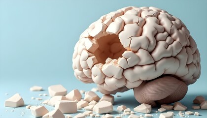 Cracked ceramic brain symbolizing mental fragility and neurodiverse autism adhd challenges in development