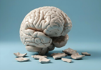 Cracked ceramic brain symbolizing mental fragility and neurodiverse autism adhd challenges in development