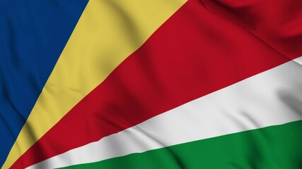 seychelles national flag video waving in wind. Realistic flag background. Close up view, perfect loop, 4K footage.