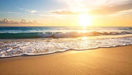 Obraz premium Sunset Beach Waves Ocean Paradise.