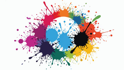 Multicolor splashes isolated on white background. colorful paint splashes. Vector illustration of multicolor splashes. 