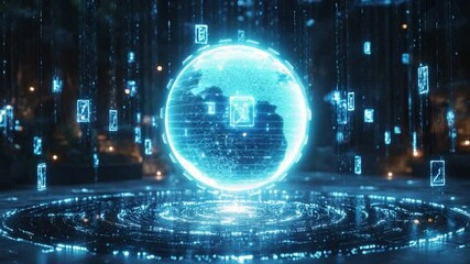 Digital Globe of the World: A radiant digital rendering of the globe, enveloped in an array of interconnected data streams, illustrating the intricate tapestry of technology and global connectivity. - Powered by Adobe