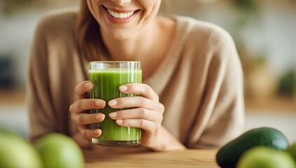 Healthy Lifestyle Woman Enjoying Green Juice
Close-up portrait of a beautiful woman drinking green juice from a glass at home
avocado