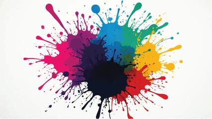 Colorful Paint Splatters on White Background. Splash of Colorful Paint.  © shazam