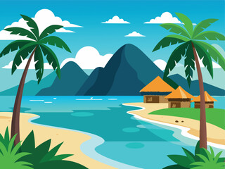 beach with palm trees