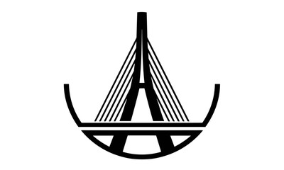 Creative bridge logo template, abstract bridge icon concept, logo design idea for construction, city, architecture, vector illustration. skyline logo, highway, urban development, structure.