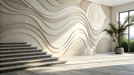 Interior design wall art staircase plant modern architecture